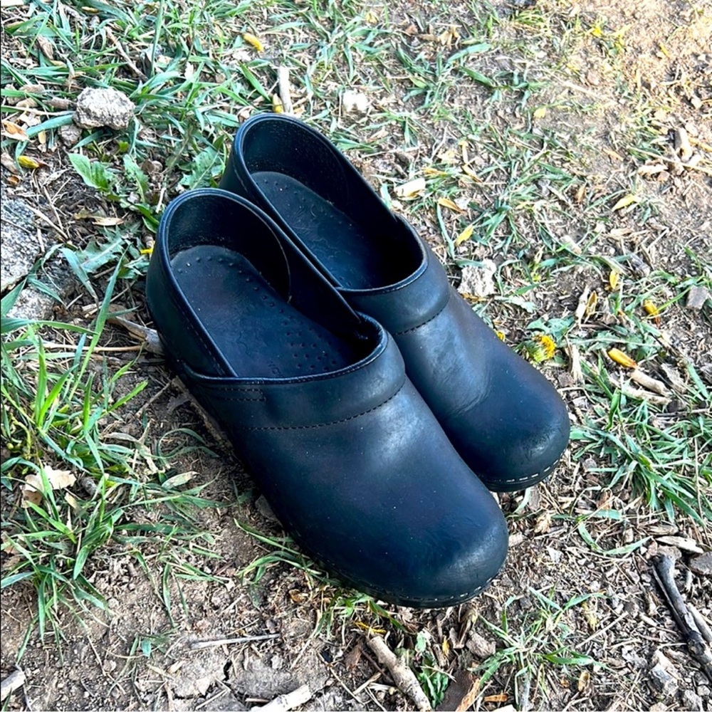 Dansko Black Leather Clogs